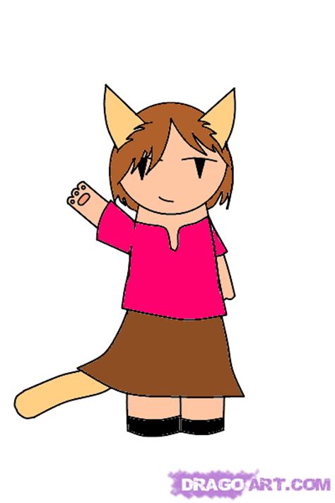 How To Draw A Cute Cat Girl Chibi Step By Step Chibis Draw Chibi Anime Draw Japanese Anime