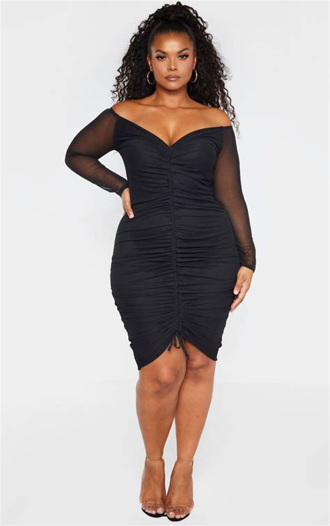 Plus Size Black Long Sleeve Bodycon Dresses Black Bodycon Dress