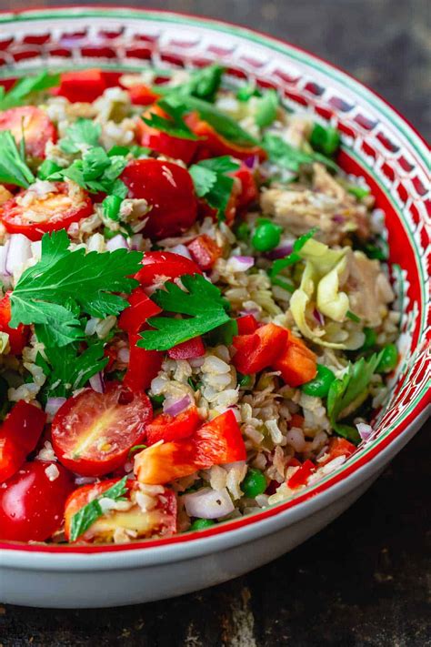 Healthy Brown Rice Salad Italian Style The Mediterranean Dish