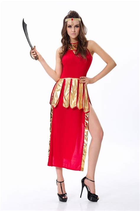 Egyptian Halloween Costume Red Greek Goddess Costume Fancy Party Dress