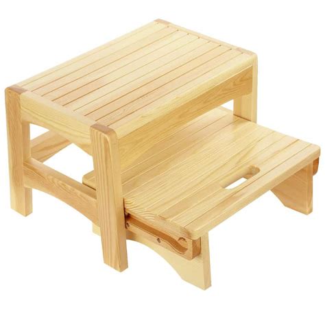 Buy Urforestic Handcrafted Solid Wood Bed Step Stool Foot Stool Kitchen