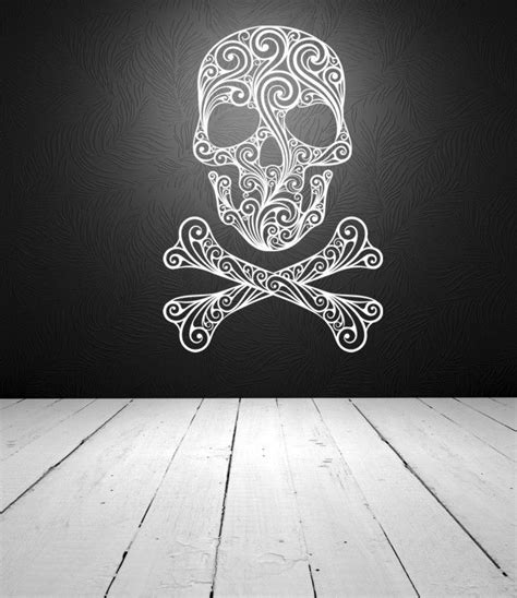 Wall Decal Sugar Skull Crossbones Tattoo Rock And Roll In Home And Garden