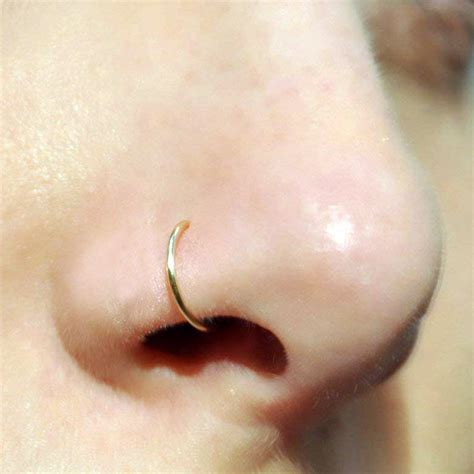 14ct Gold Nose Ring Hoop Seamless Nose Hoop Yellow Gold Etsy