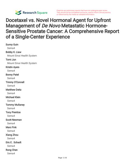 Pdf Docetaxel Vs Novel Hormonal Agent For Upfront Management Of De Novo Metastatic Hormone