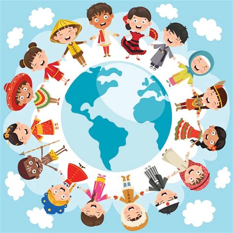Premium Vector Circle Of Happy Children Different Races