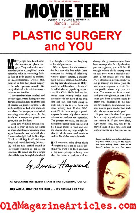 Susan Hayward On 1950s Plastic Surgerymiacles Of Plastic Surgery By