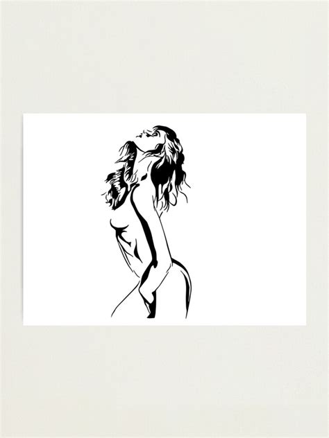 Woman Silhouette Nude Line Art Photographic Print For Sale By