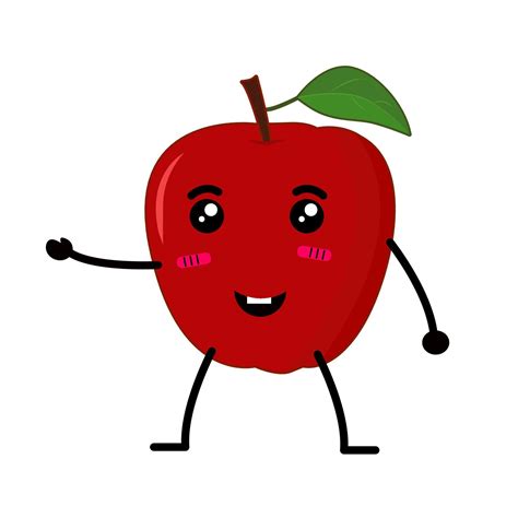 Cute Vector Of Apple Fruit Character Funny Fruit Character Isolated On