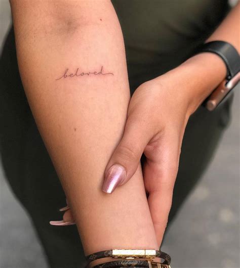 Beloved Lettering Tattoo On The Inner Forearm