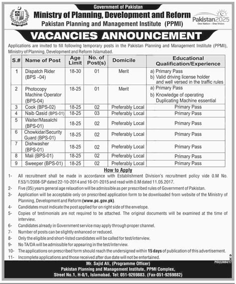 Ministry Of Planning Development And Reform Islamabad 17 Jobs 21 Jan