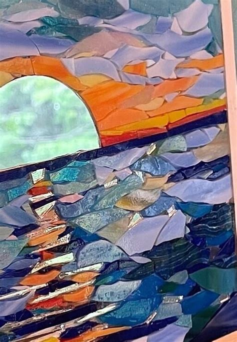 Ocean Sunset Mosaic Beach Mosaic Wall Art Stained Glass Mosaic Wall Hanging Beach House Decor