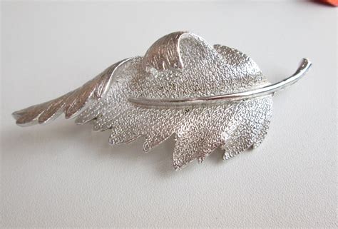 Vintage Coro Silver Leaf Brooch Etsy