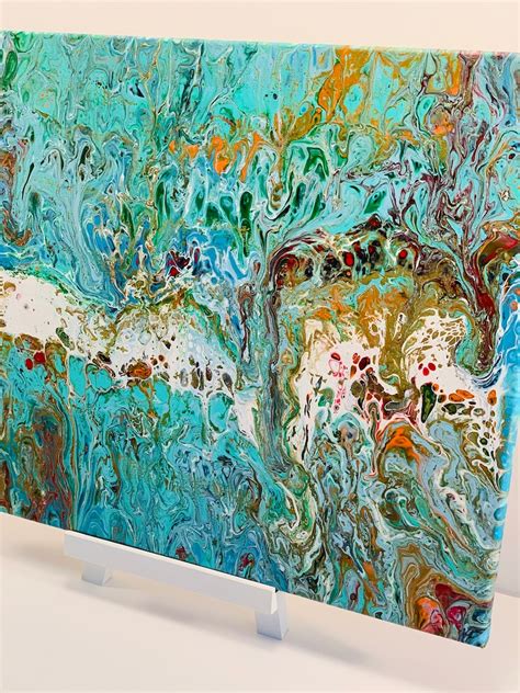 Turquoise Reef Acrylic Fluid Art Painting On A X Canvas Etsy