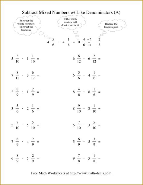 If you have fractions with whole numbers, changing them into improper fractions will make it easier to add. 7 Adding and Subtracting Fractions with Unlike Denominators Worksheets | FabTemplatez