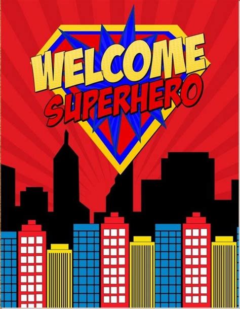 Welcome Sign Superman Birthday Party Superhero Birthday Party