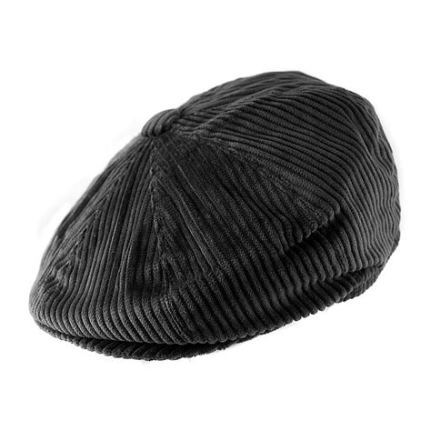 Flat Cap Jaxon Hats Corduroy Newsboy Cap Black