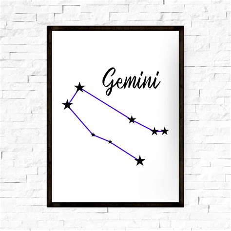 Gemini Zodiac Sign And Constellation Art Print Mantra Moon