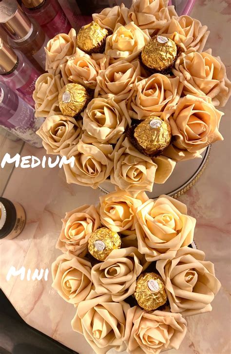 Luxury Gold Roses In A Box With Ferrero Rocher Romantic Etsy UK