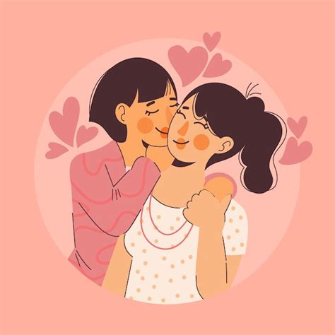 free vector organic flat lesbian couple illustration