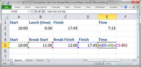 Excel Formula For Timesheet In Military Time With Lunch