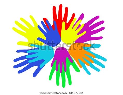 Set Colorful Hand Prints Isolated On Stock Vector Royalty Free