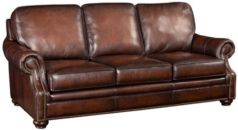 Hooker Furniture Ss185 Ss185 03 089 Brown Leather Sofa With Wood Exposed Bun Foot Simon S