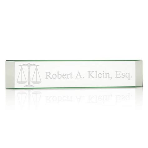 Personalized Glass Lawyer Name Plate With Legal Scales Of Justice