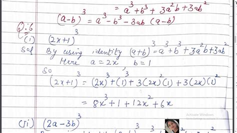 Polynomials Identities For Class 9 Youtube