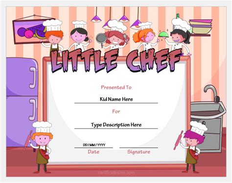 Little Chef Certificate Templates For Word Download And Edit
