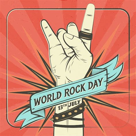 Free Vector Flat World Rock Day Illustration With Hand Showing Rock Sign