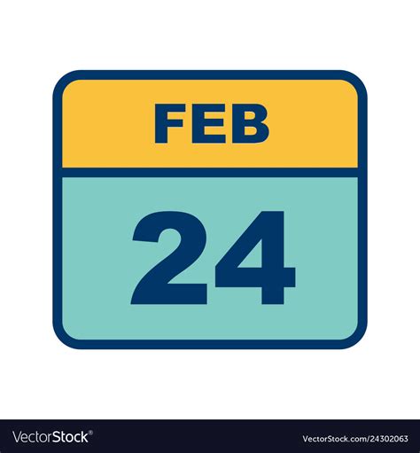 February 24th Date On A Single Day Calendar Vector Image