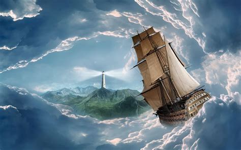 Ship Sailing In The Clouds Wallpaper Other Wallpaper Better