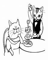Tea Printable Coloring Cat Choose Board Domain Public Book sketch template