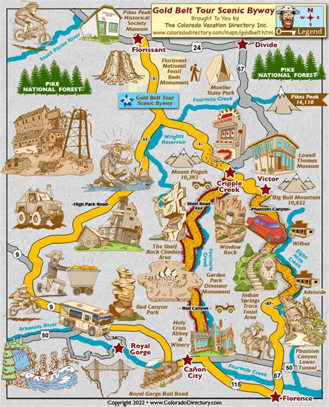 Gold Belt Tour Scenic Byway Map Colorado Vacation Directory