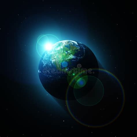 Earth In Haze On Abstract Blue Background Stock Illustration