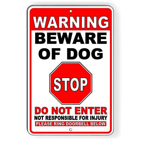 Warning Sign Beware Dog Stop Do Not Enter Ring Bell Metal Sign Beware