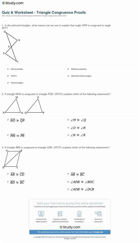Geometry proofs worksheet with answers