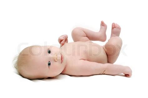 Bright Picture Of Lying Back Baby Stock Photo Colourbox