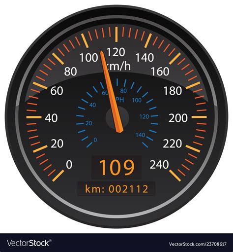 Kmh Kilometers Per Hour Speedometer Odometer Vector Image