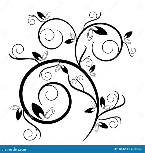 Decorative Swirl With Leaves Stock Vector Illustration Of Leaves