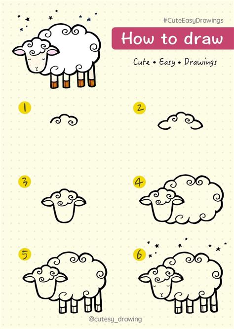How To Draw Cute Sheep Step By Step Tutorial Cute Drawings Doodle
