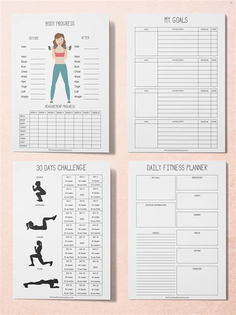 Fitness Planner Printable Workout Planner Printable Health Etsy