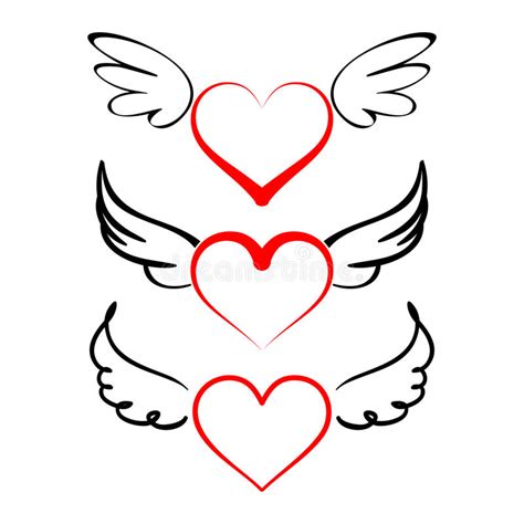 Heart With Wings Collection Vector Stock Vector