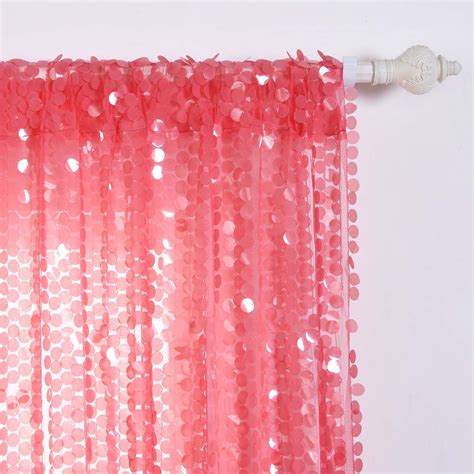 2 Pack 52x108 Coral Big Payette Sequin Curtains With Rod Pocket