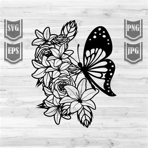 Butterfly in a Flower Svg File Butterfly Clipart - Etsy