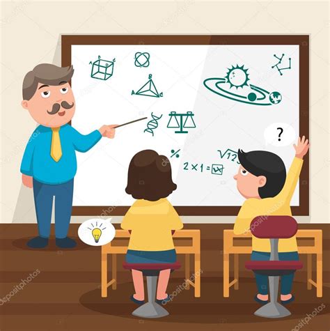 The Teacher Teaching His Students In The Classroom Illustration Stock