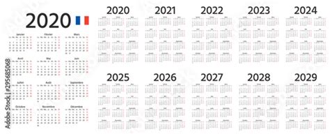 French Calendar 2020 2021 2022 2023 2024 2025 2026 2027 2028