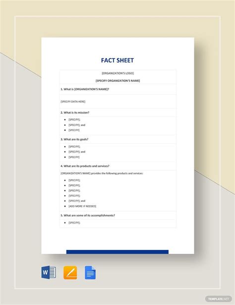 Fact Sheet Template In Word Free Download