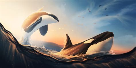 Looking for the best wallpapers? Whales Jumping Out Of The Water Digital Art 4k, HD Artist ...