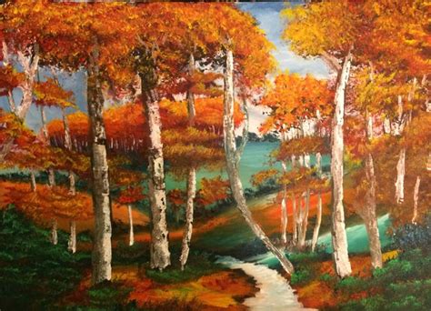 Fall Forest Landscape Oil Painting By Leonard Parker